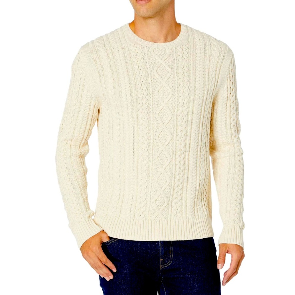 Amazon Essentials Long-Sleeve 100% Cotton Fisherman Cable Sweater size Medium
